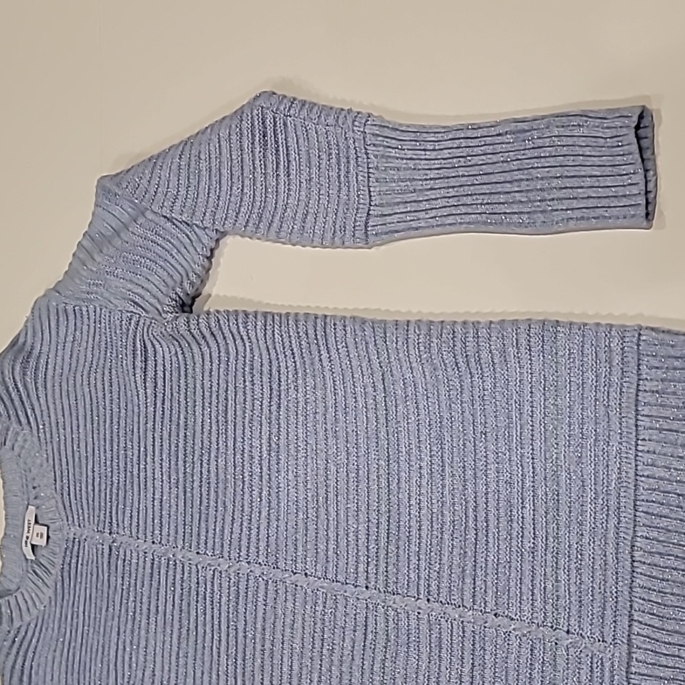 Nine West Sparkle Ribbed Knit Sweater Pastel Blue XS - Picture 9 of 13